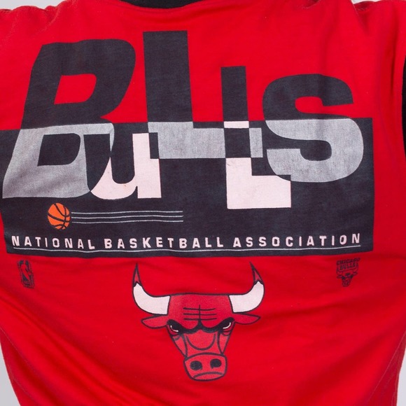 90s Chicago Bulls Reversible Hoodie - Petite Medium | Distressed NBA Basketball - Picture 7 of 10
